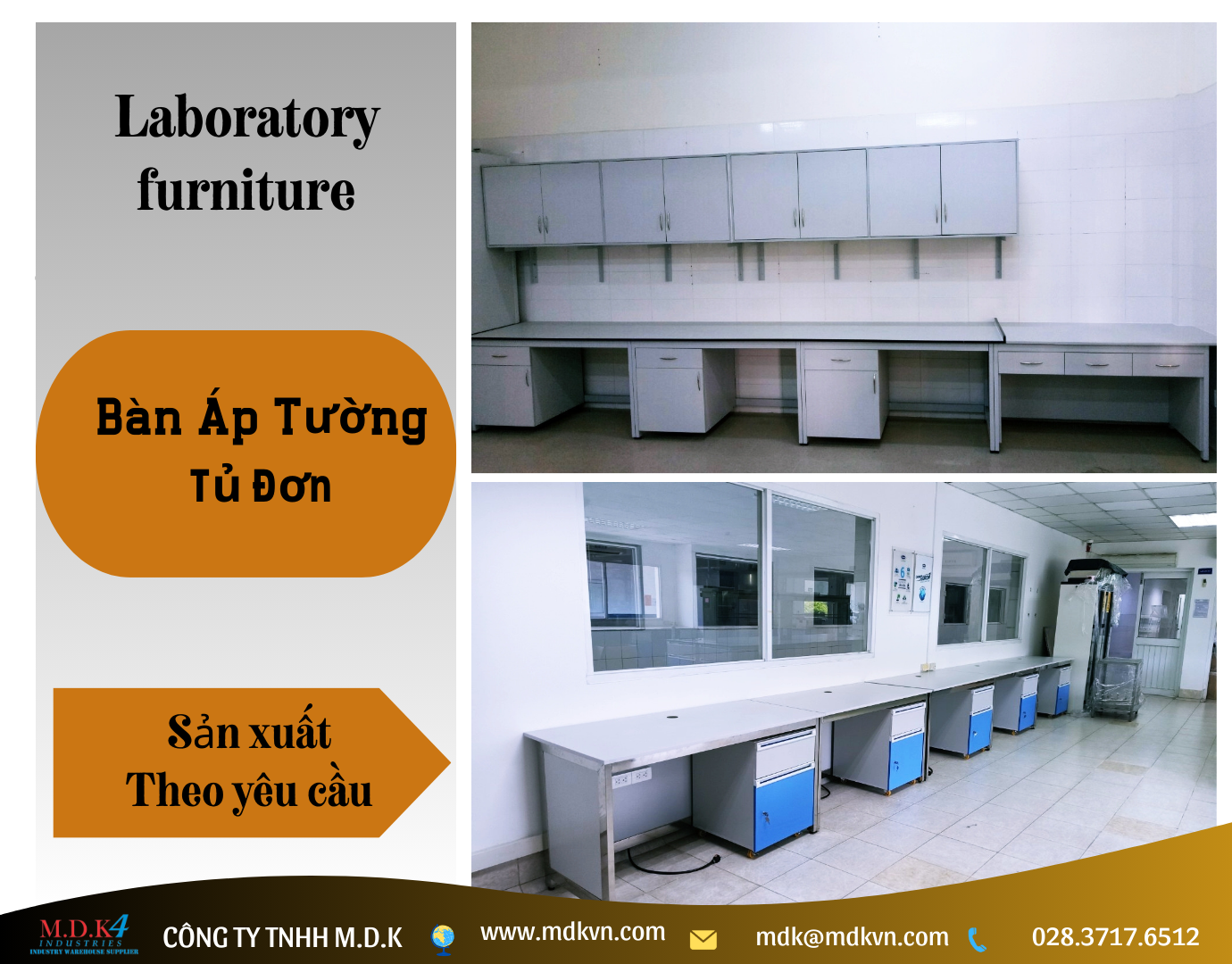 Bàn thí nghiệm áp tường, tủ đơn mã: BAT-01